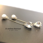 【 大人気 / 2way 】大粒スワロフスキーとパールの豪華なピアス & イヤリング  （ ゴールド、シルバー ）