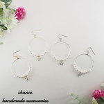 【再販】星とパールのフープピアス