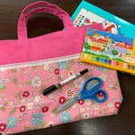 辞書バッグ お道具袋 ミニトート 北欧 フラワー ピンク 聖書