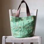 ayu...様専用Green linen+刺繍*春の北欧バッグ＊バケツ型