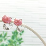 シンプル猫ピアス（ピンク）