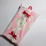 ボックスティッシュカバー(ピンク花）