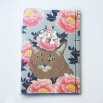 猫と牡丹 和綴じ帳