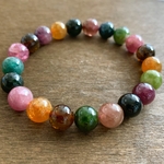 高品質ミックストルマリンのブレスレット☆9ミリ玉