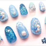 【早い者勝ち！7/7までSALE★】ネイルチップ(Ovalハンドチップ)－水面・ラグーンネイル2－