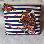 青ボーダーお馬さん ポーチ