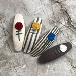 【受注製作】刺繍パッチンピン「ポンポン花」