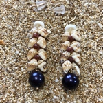 レア！ニイハウブラウンモミシェルとブラックパールのピアス