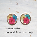 まるい押し花耳かざり（イヤリングorピアス）　その23