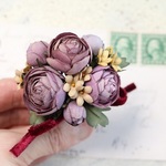 布花 アンティークピンクとパープルのブーケブローチ