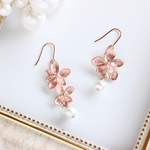 ピンクゴールドのお花＊コットンパールピアス