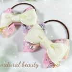 🆕キッズ用✨ゆめかわ♡人魚&貝殻柄リボンのヘアゴム