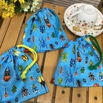 【再】17×17昆虫❤️男の子可愛い巾着ひも色選べます 他、スクールグッズオーダーできます