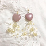 ハートとパールシャワー くすみピンク