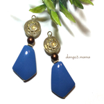 300円☆変形ブルー①☆柄入クリアコインのピアス/イヤリング
