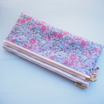 Ａさまご予約品　LIBERTY＆帆布 　Poppy & Daisy 　ポピーアンドデイジー　15L　ラベンダー系 　ｗファスナー・中布・カードポケット・内ポケット付きポーチ