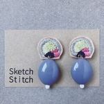 ash gray×lime刺繍ピアス