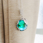 ・:*:・ムラあり・:*:・　Vintage Blue×Green Apple glass 　ネックレス