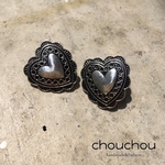 アンティーク調ハートシルバーピアス