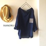 【濃紺】ドロップショルダーの後ろ下がりプルオーバー