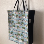 【k様オーダー品】ume＊mew 紙袋ふうバッグ（縦長タイプ／ねこトランプ/ブルー）