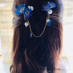 マリンブルーのネモフィラ の花 ヘアアクセサリー