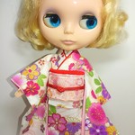 ブライス 着物 リカちゃん 着物 振袖 白 流水
