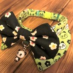 犬・猫の首輪　27～29　cocoちゃん蝶ネクタイチョーカーNEO　パンダ・ライトグリーン・花・ペアでいかが？