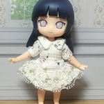 ねんどろいどどーるサイズの襟付きAラインワンピース  フリル