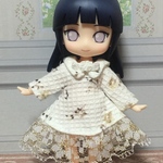 ねんどろいどどーるサイズ 襟付きリボンAラインワンピース   薔薇のリボン