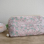 ティッシュポケット　ポーチ　サイズL　リバティ　ラミネート　アリスW　ピンク