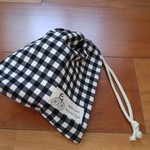 ブラックチェック★コップ袋★小さい巾着