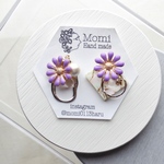 パープルフラワーとシルバーのピアス/イヤリング