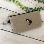 ＋ 小さな ふんわりポーチ ＋  猫刺繍＆モノトーンフラワー  