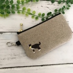 ＋ 小さな ふんわりポーチ ＋  猫刺繍＆モノトーンフラワー  