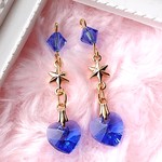 【送料込】スワロフスキー♡ハートピアス【青】