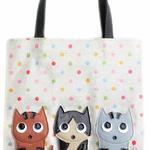 ３匹ニャンコ トートバッグ お弁当 ビニール  猫柄 