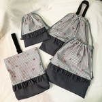 asuzaru様専用【完成品】ハンドメイド　フリルつき　体操着袋　ストライプさくらんぼ柄　チェリー