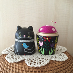 母の日に♫黒猫ガーデン＊マトリョーシカ針山＊羊毛ピンクッション