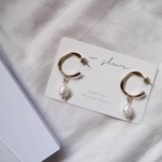 ひねり gold フープ × 淡水パール ピアス/イヤリング