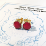 [7mm] Dark Red Coral Setting Stud Pierce [Swarovski]