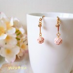 水引ピアス ゆらゆら玉結び/灰桜