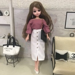 リカちゃん服♡ダスティピンクトップス＆白ミモレ丈スカート♡リアクロ