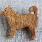 木製柴犬ブローチ