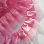 25-1 　ピンク　オーガンジーサテン二段フリルレース 約４㎝×1m
