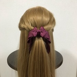 赤いエレガントな大人可愛い揺れるヘアリボン ポニーフック ロゼワイン