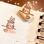 消しゴムはんこ【リボンうさぎさん♡ティータイム】