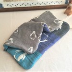 お名前ループ付*8重ガーゼハンカチタオル*モノトーンペンギン*