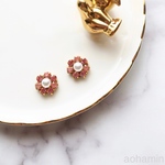 春色 パステルカラー 上品 カラフル パーティーフラワー＊大人可愛い ピンク  ビジュー イヤリング ピアス 結婚式 パステルピンク 