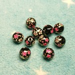 ラウンドビーズ花柄【10mm】